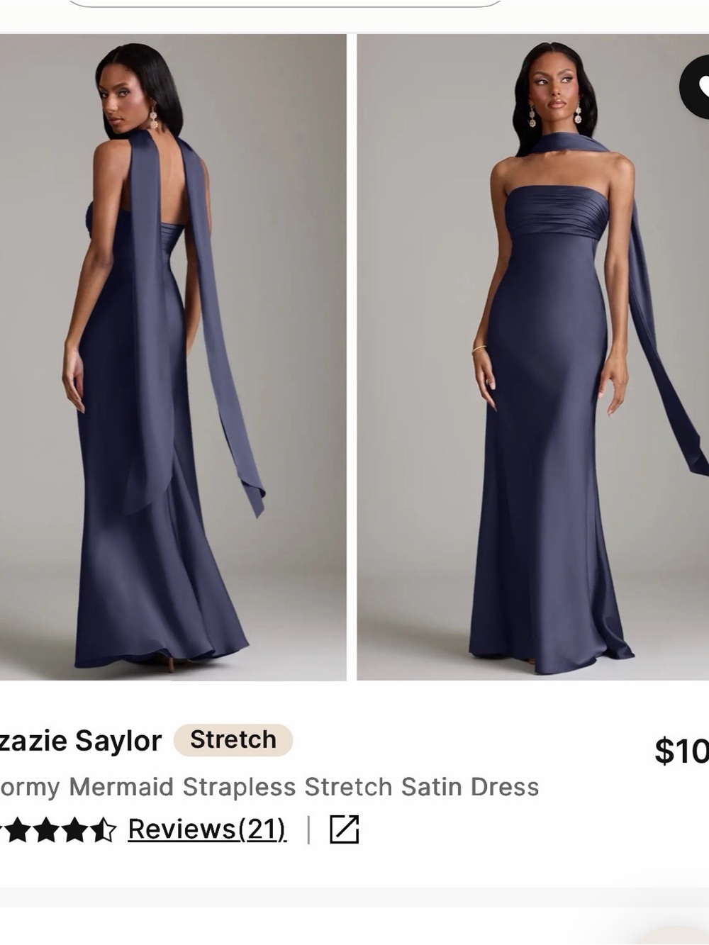 NWT azazie stormy stretch silk gown. Sz O